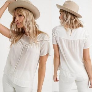 SALE Lucky Brand Inset Lace Yolk Top